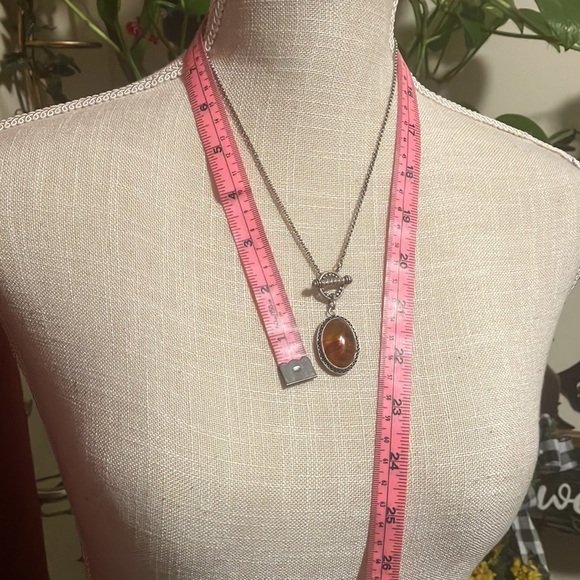 Genuine Baltic Amber & Sterling Silver Toggle Chain Necklace 🦋 - Picture 16 of 16